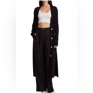 Loulou studio Long silk & linen cardigan in Black
